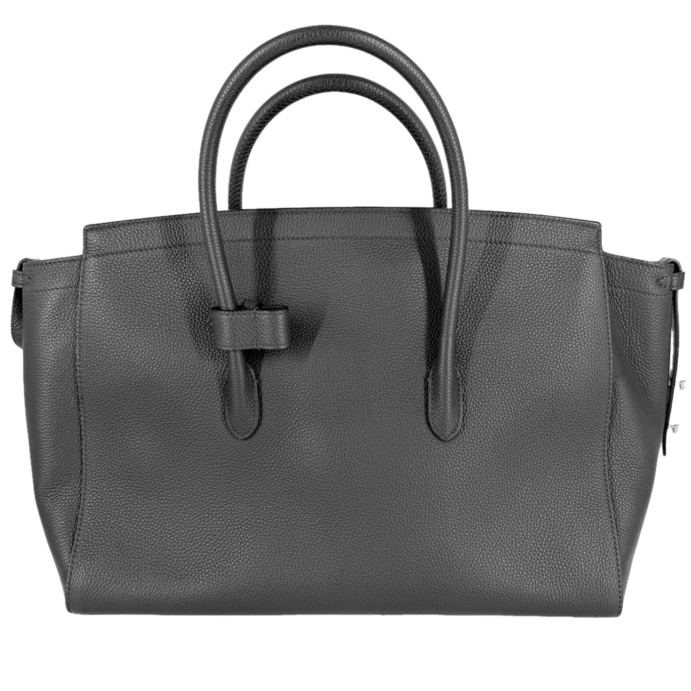 Dunhill ダンヒル トートバッグ センチュリー フラップトート 42 レザー ブラック 黒 シルバー金具 メンズ【中古品】