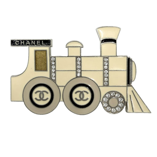 CHANEL シャネル ブローチ ココマーク ココトレイン アクセサリー 機関車モチーフ エナメル ラインストーン 07C レディース 約18.8g 2007年【中古品】