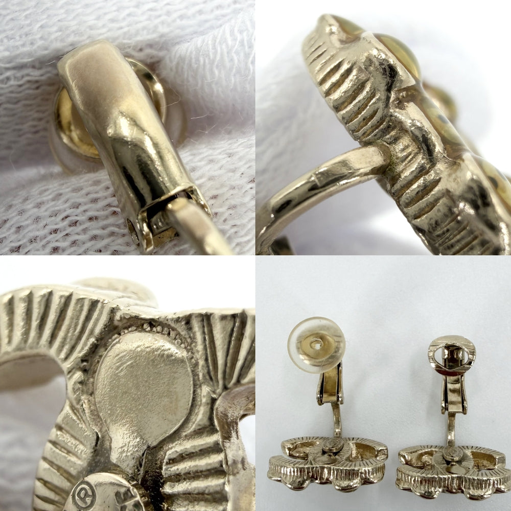 CHANEL シャネル イヤリング ココマーク アクセサリー ラインストーン GP A12A ゴールド レディース 約4.7g 2012年【中古品】