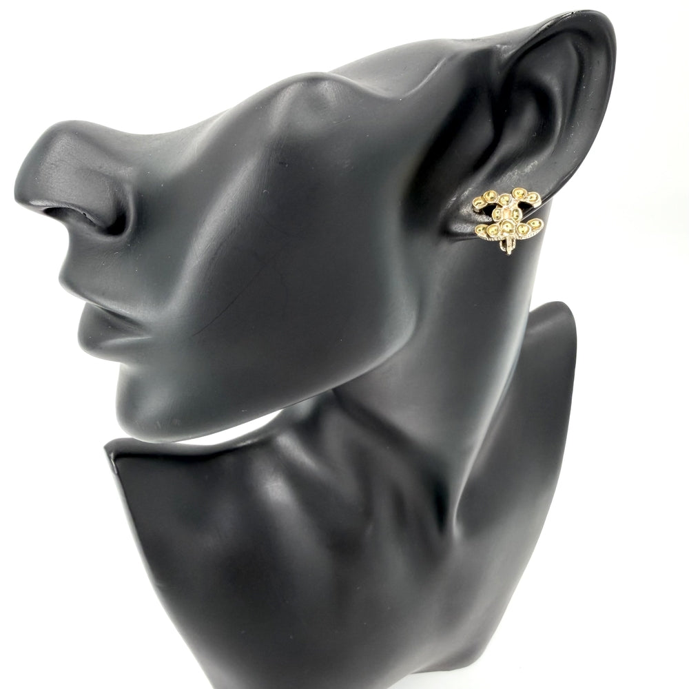 CHANEL シャネル イヤリング ココマーク アクセサリー ラインストーン GP A12A ゴールド レディース 約4.7g 2012年【中古品】