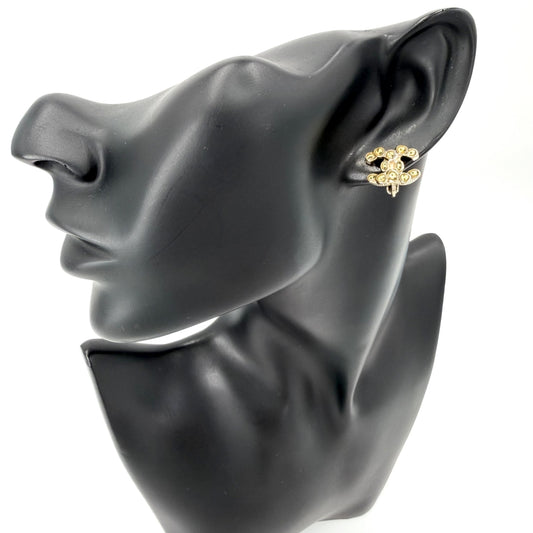 CHANEL シャネル イヤリング ココマーク アクセサリー ラインストーン GP A12A ゴールド レディース 約4.7g 2012年【中古品】