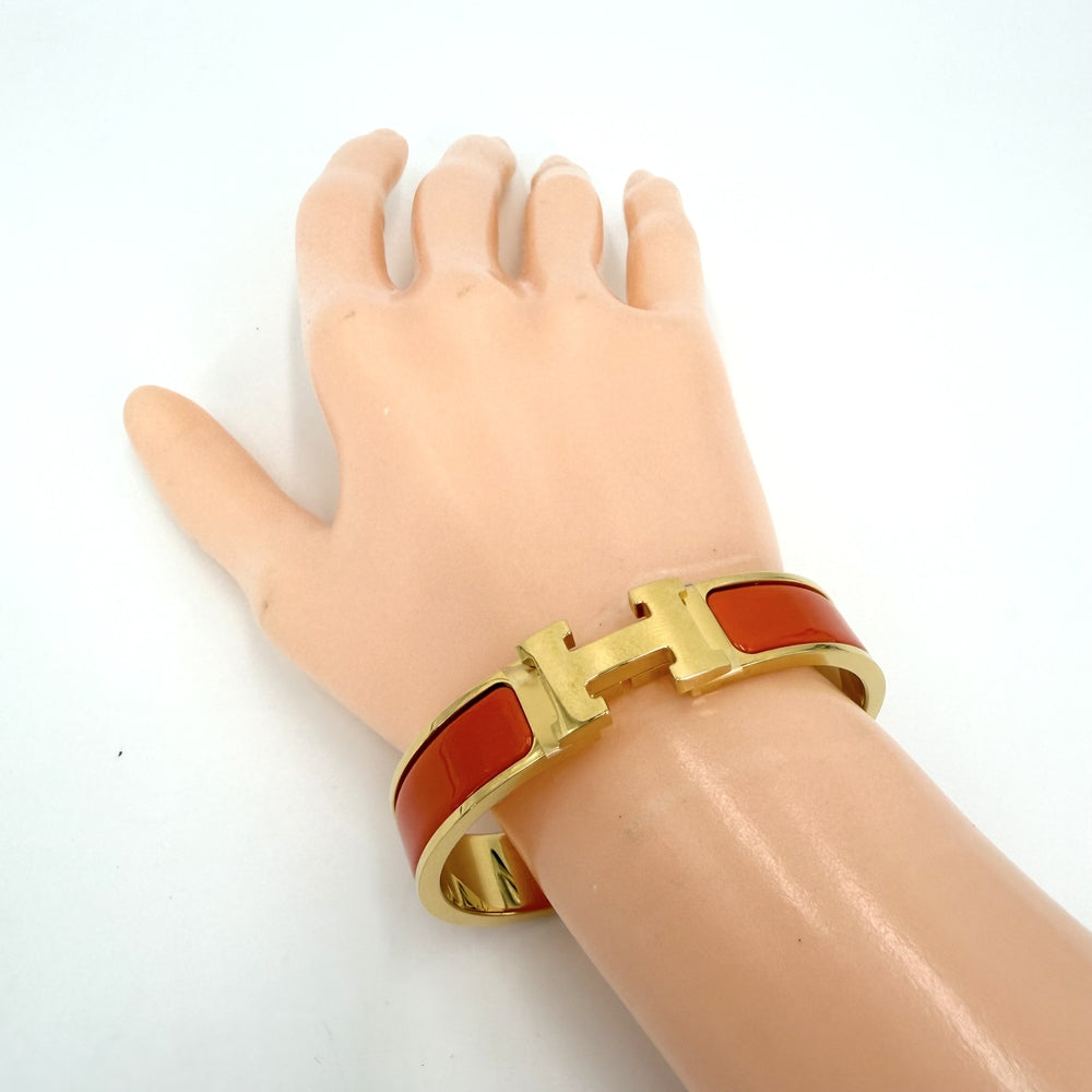 HERMES エルメス バングル クリックH PM ブレスレット アクセサリー ゴールド オレンジ レディース 約35.3g【中古品】