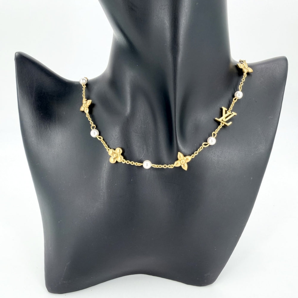 LOUIS VUITTON ルイヴィトン ネックレス ルイザ モノグラムフラワー アクセサリー M01610 レディース 約15.8g【中古品】
