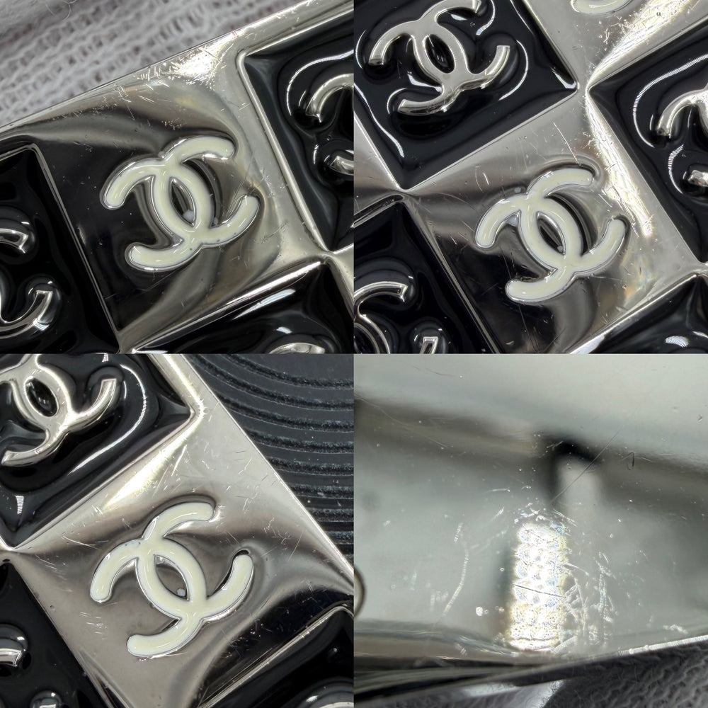 CHANEL シャネル ブローチ ココマーク アクセサリー レコードモチーフ 04P シルバー ブラック 黒 レディース 約40.7g 2004年【中古品】