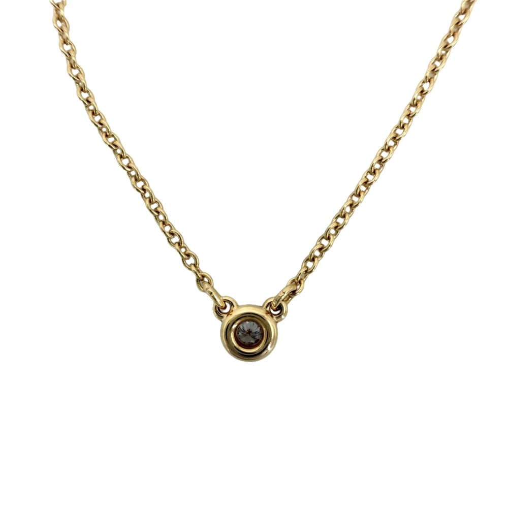 TIFFANY&Co. ティファニー ネックレス バイザヤード シングルダイヤモンドペンダント ジュエリー アクセサリー 一粒ダイヤ 18金PG Au750 K18ピンクゴールド ダイヤモンド レディース 約2.2g【中古品】