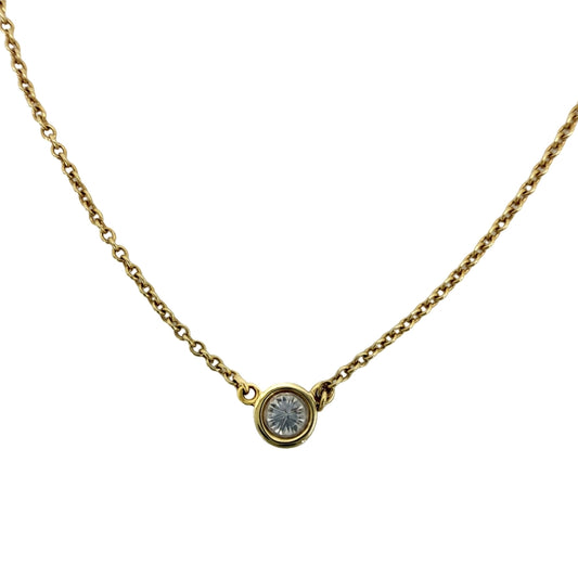 TIFFANY&Co. ティファニー ネックレス バイザヤード シングルダイヤモンドペンダント ジュエリー アクセサリー 一粒ダイヤ 18金YG Au750 ダイヤモンド レディース 約1.8g【中古品】