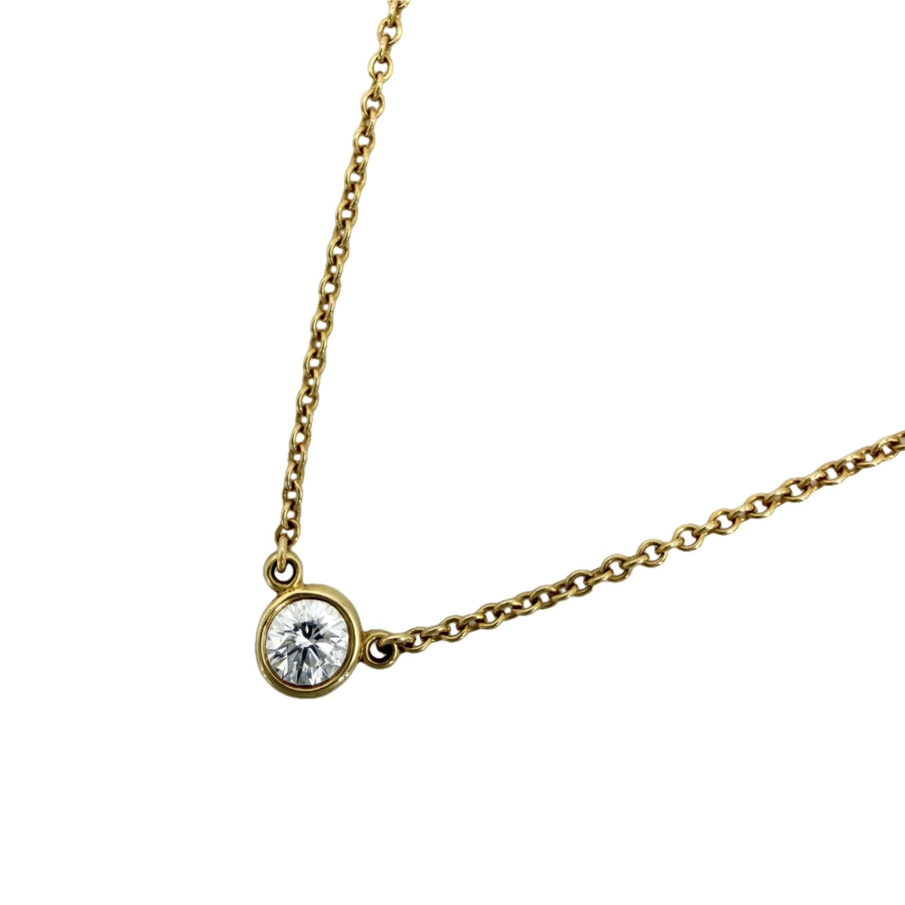 TIFFANY&Co. ティファニー ネックレス バイザヤード シングルダイヤモンドペンダント ジュエリー アクセサリー 一粒ダイヤ 18金YG Au750 ダイヤモンド レディース 約1.8g【中古品】