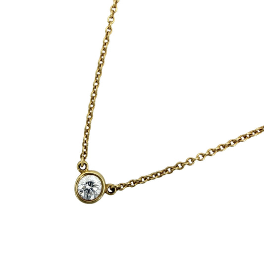 TIFFANY&Co. ティファニー ネックレス バイザヤード シングルダイヤモンドペンダント ジュエリー アクセサリー 一粒ダイヤ 18金YG Au750 ダイヤモンド レディース 約1.8g【中古品】