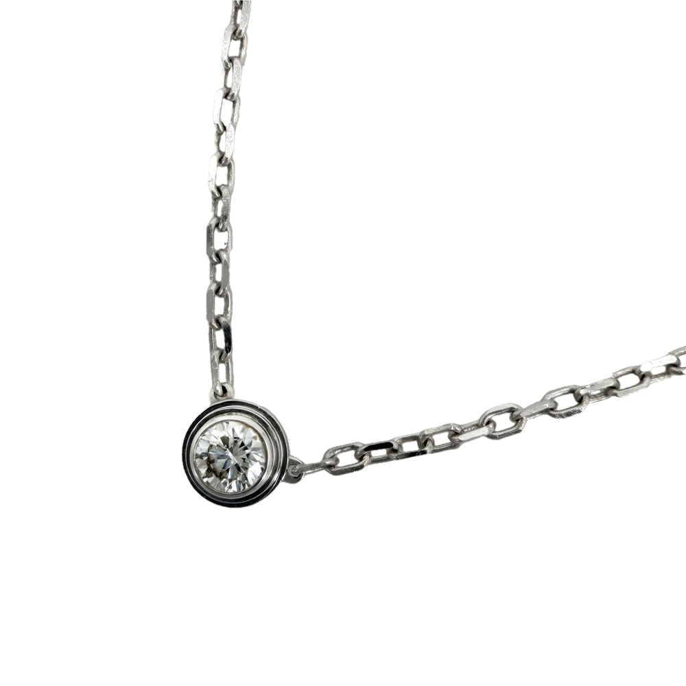 CARTIER カルティエ ネックレス ダムール 一粒ダイヤ アクセサリー ジュエリー 18金WG K18ホワイトゴールド ダイヤモンド レディース 約3.2g【中古品】
