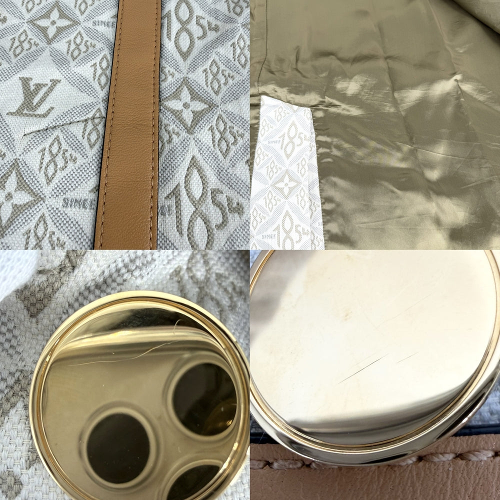 【秋物特集】 LOUIS VUITTON ルイヴィトン コート レザー ロングコート 1954 アパレル 服 34 ホワイト 白 ゴールド金具 秋 冬 コットン レディース【中古品】