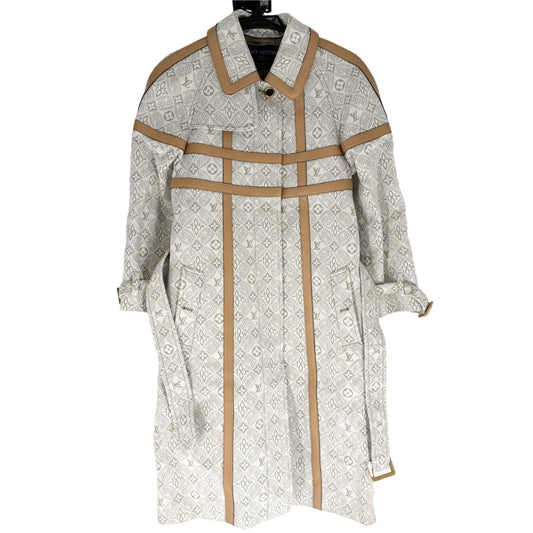 【秋物特集】 LOUIS VUITTON ルイヴィトン コート レザー ロングコート 1954 アパレル 服 34 ホワイト 白 ゴールド金具 秋 冬 コットン レディース【中古品】
