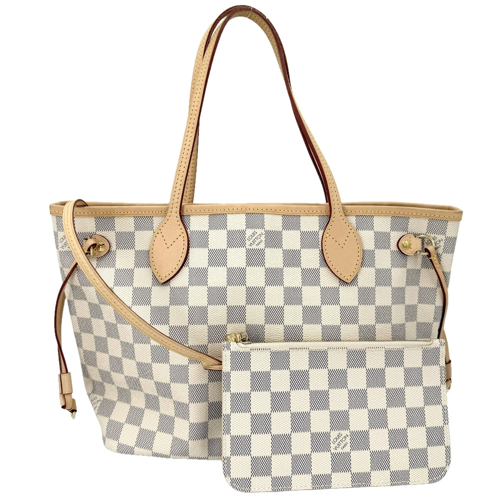 LOUIS VUITTON ルイヴィトン トートバッグ ネヴァーフルPM N40605 ダミエアズールキャンバス ホワイト 白 ゴールド金具 レディース【中古品】