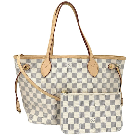 LOUIS VUITTON ルイヴィトン トートバッグ ネヴァーフルPM N40605 ダミエアズールキャンバス ホワイト 白 ゴールド金具 レディース【中古品】