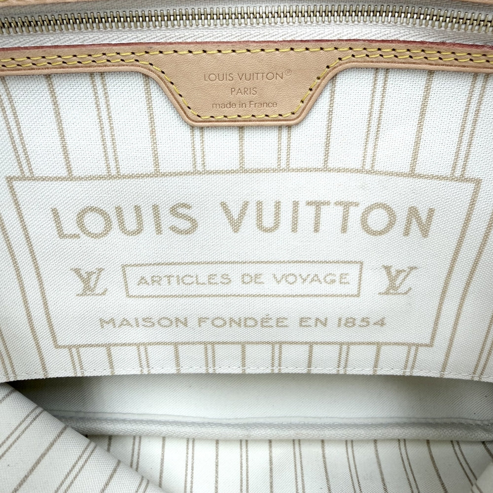 LOUIS VUITTON ルイヴィトン トートバッグ ネヴァーフルPM N40605 ダミエアズールキャンバス ホワイト 白 ゴールド金具 レディース【中古品】