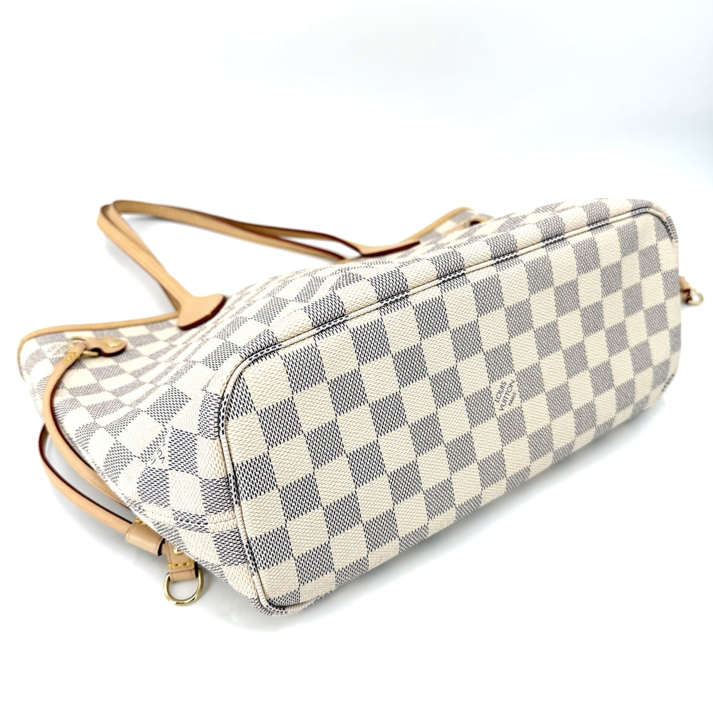 LOUIS VUITTON ルイヴィトン トートバッグ ネヴァーフルPM N40605 ダミエアズールキャンバス ホワイト 白 ゴールド金具 レディース【中古品】