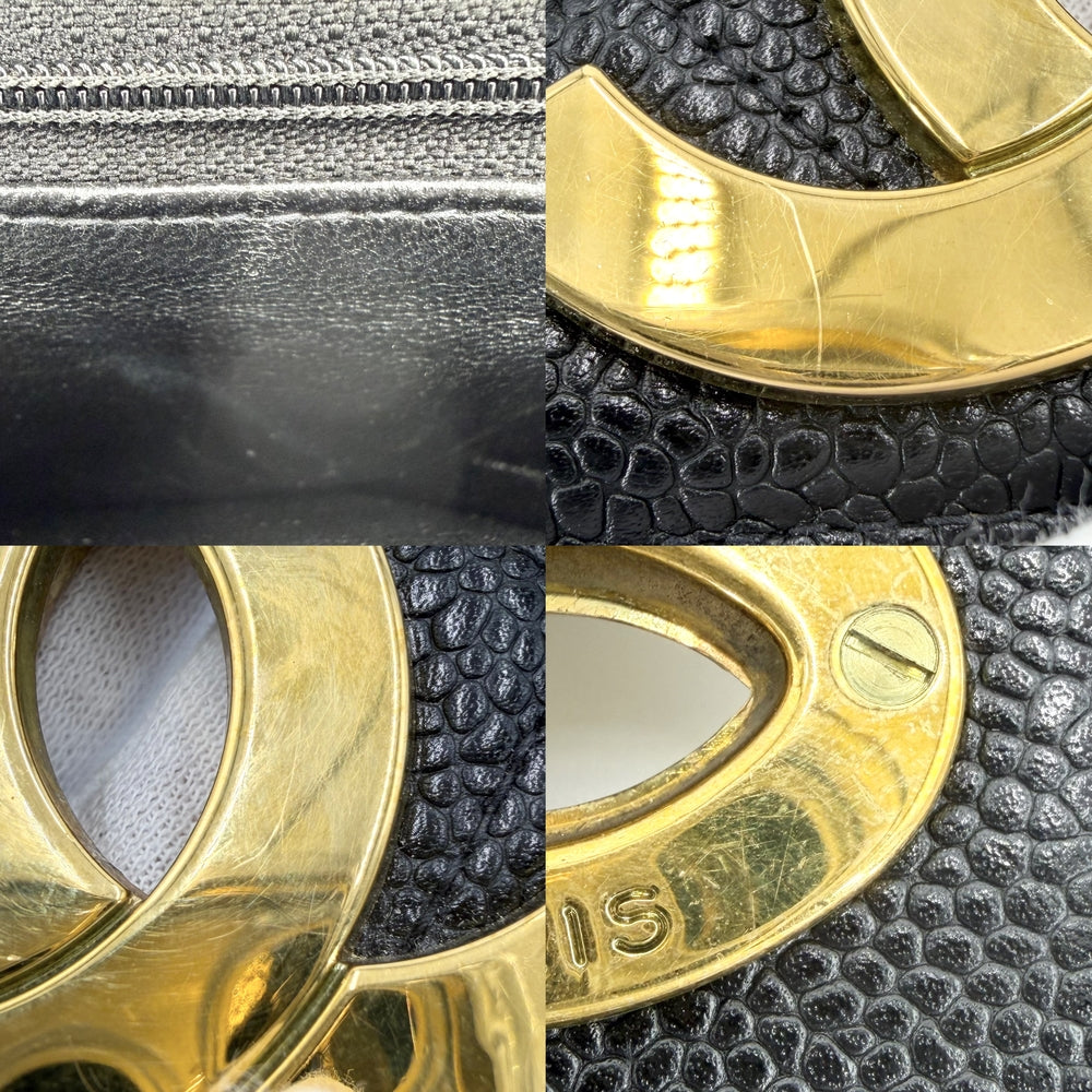 CHANEL シャネル ショルダーバッグ マトラッセ ココマーク スクエア キャビアスキン ブラック 黒 ゴールド金具 レディース【中古品】