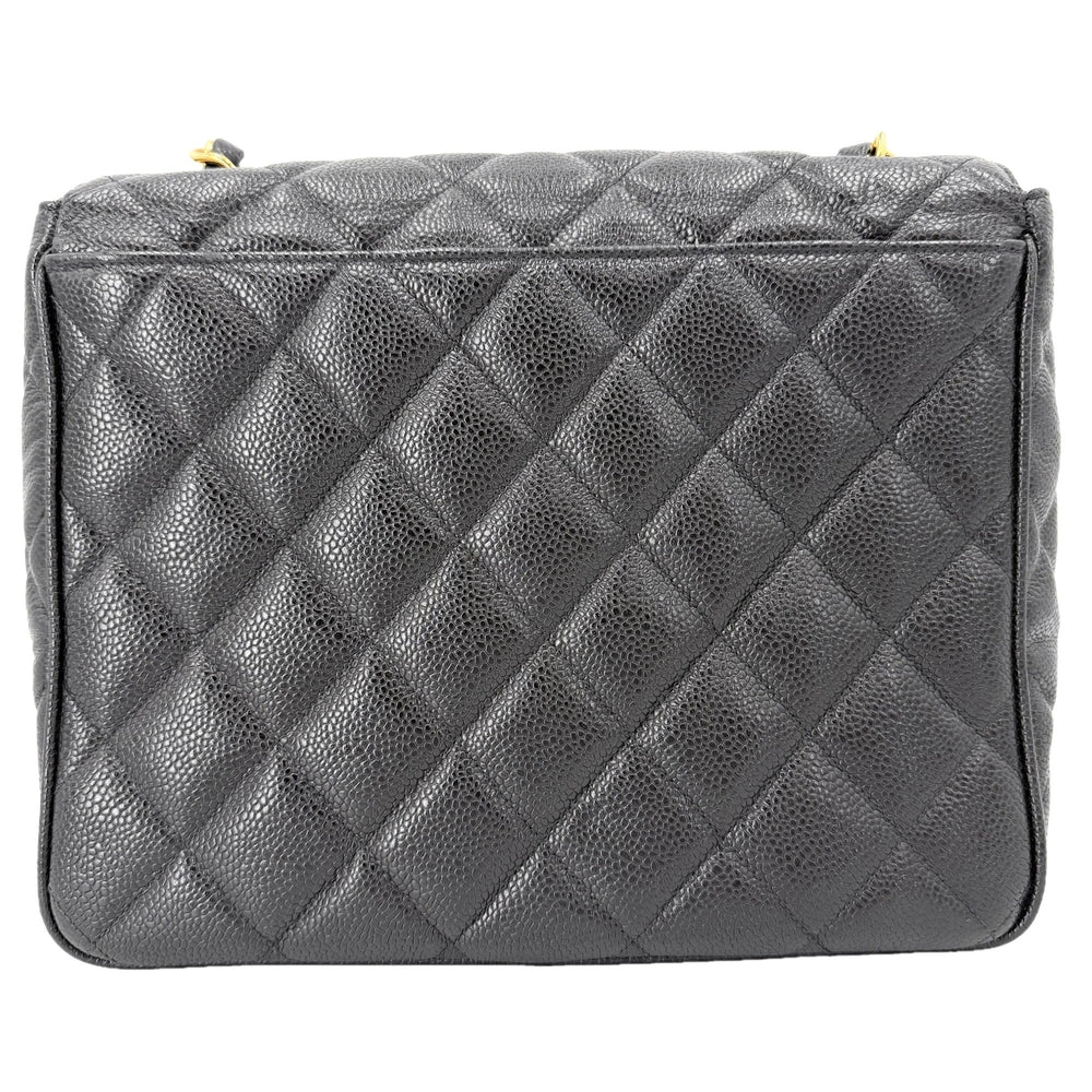 CHANEL シャネル ショルダーバッグ マトラッセ ココマーク スクエア キャビアスキン ブラック 黒 ゴールド金具 レディース【中古品】