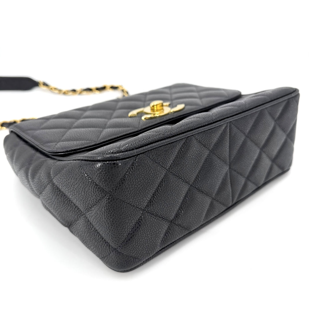 CHANEL シャネル ショルダーバッグ マトラッセ ココマーク スクエア キャビアスキン ブラック 黒 ゴールド金具 レディース【中古品】