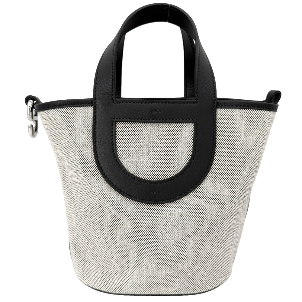HERMES エルメス ハンドバッグ インザループ18 K刻印 ヴォースイフト トワルアッシュ グレー ブラック 黒 シルバー金具 レディース 2025年【中古品】