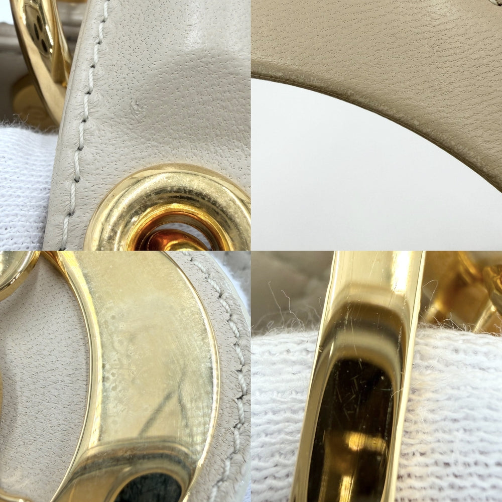 Christian Dior クリスチャンディオール 2WAY カナージュ レディディオール ハンドバッグ ショルダーバッグ カーフスキン ベージュ ゴールド金具 レディース【中古品】