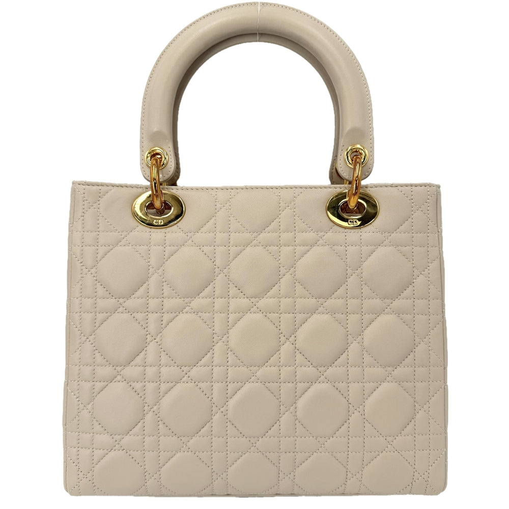 Christian Dior クリスチャンディオール 2WAY カナージュ レディディオール ハンドバッグ ショルダーバッグ カーフスキン ベージュ ゴールド金具 レディース【中古品】