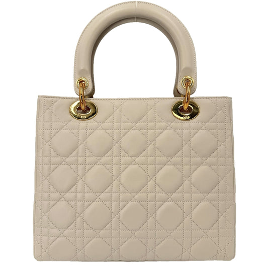 Christian Dior クリスチャンディオール 2WAY カナージュ レディディオール ハンドバッグ ショルダーバッグ カーフスキン ベージュ ゴールド金具 レディース【中古品】