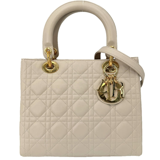 Christian Dior クリスチャンディオール 2WAY カナージュ レディディオール ハンドバッグ ショルダーバッグ カーフスキン ベージュ ゴールド金具 レディース【中古品】