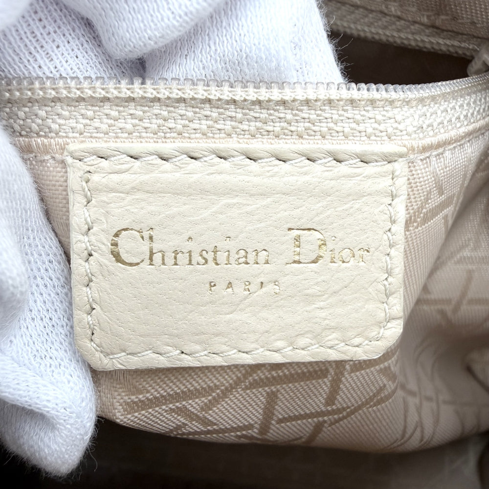 Christian Dior クリスチャンディオール 2WAY カナージュ レディディオール ハンドバッグ ショルダーバッグ カーフスキン ベージュ ゴールド金具 レディース【中古品】
