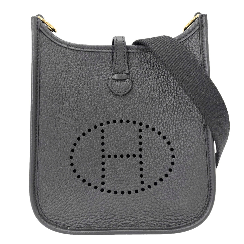HERMES エルメス ショルダーバッグ エヴリン16ミニ TPM Evelyne W刻印 レザー ブラック 黒 ゴールド金具 レディース 2024年【中古品】