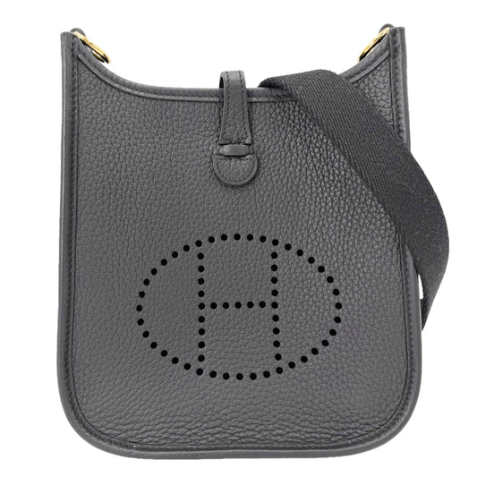 HERMES エルメス ショルダーバッグ エヴリン16ミニ TPM Evelyne W刻印 レザー ブラック 黒 ゴールド金具 レディース 2024年【中古品】