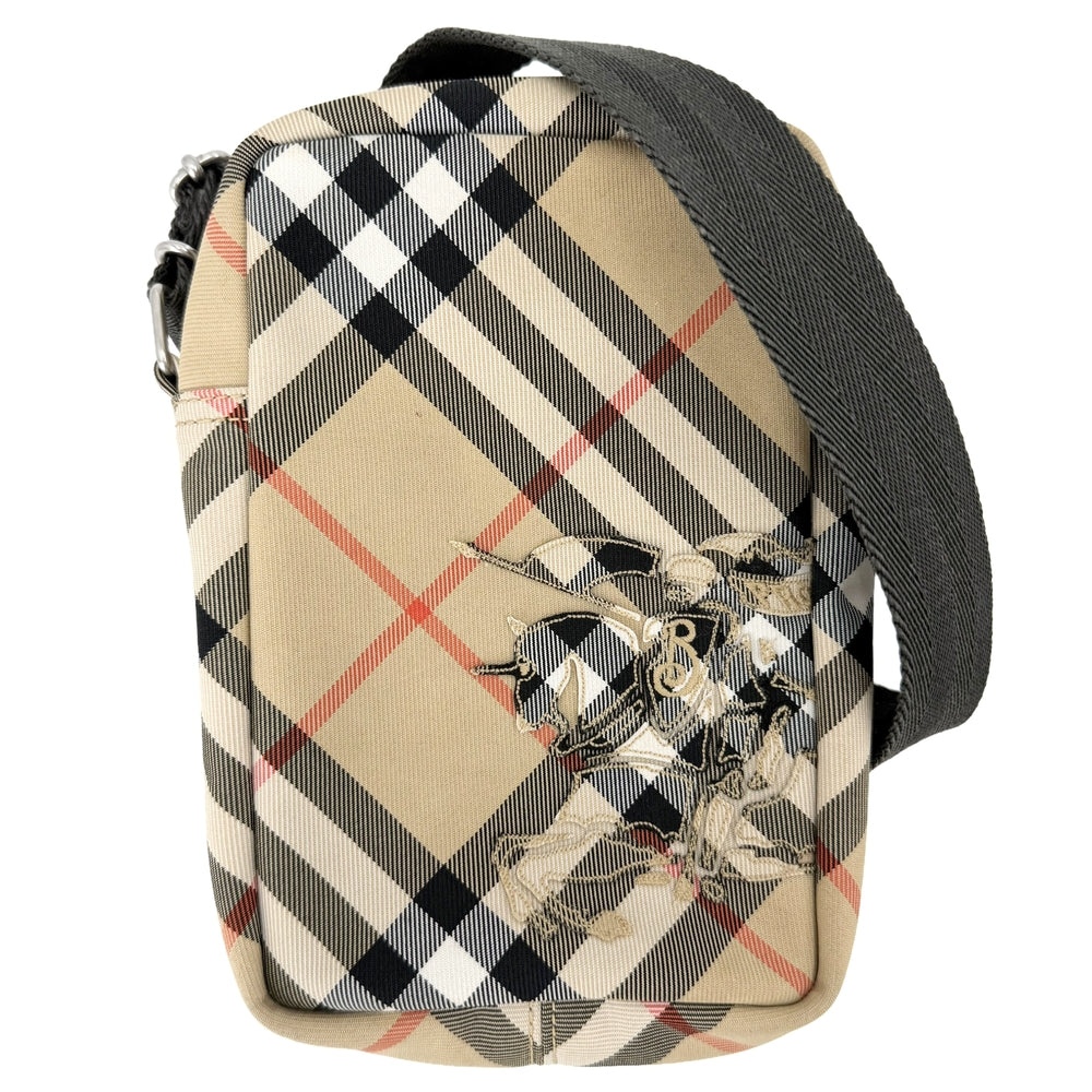 BURBERRY バーバリー ショルダーバッグ フォンバッグ ポリエステル ベージュ シルバー金具 メンズ【中古品】