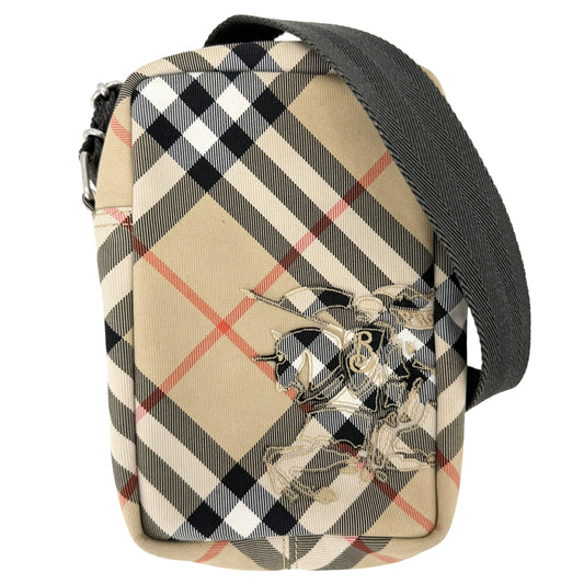 BURBERRY バーバリー ショルダーバッグ フォンバッグ ポリエステル ベージュ シルバー金具 メンズ【中古品】