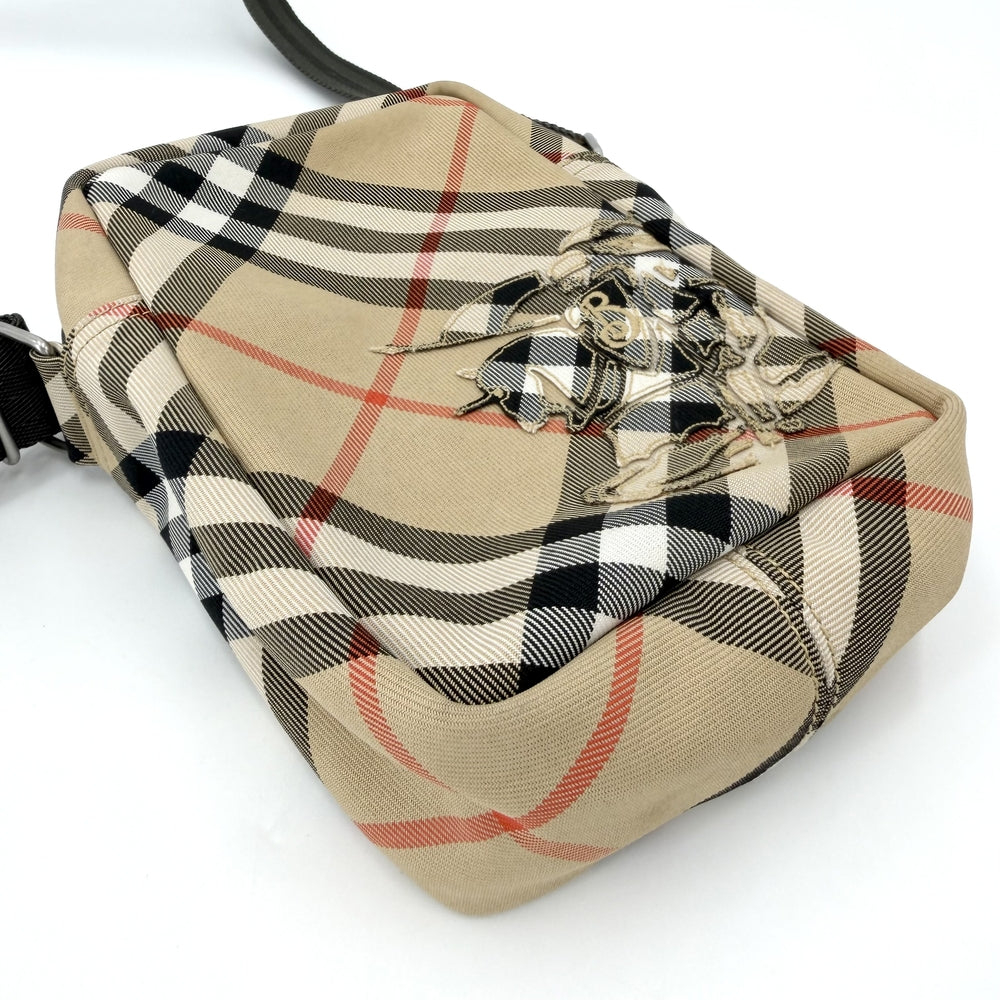 BURBERRY バーバリー ショルダーバッグ フォンバッグ ポリエステル ベージュ シルバー金具 メンズ【中古品】
