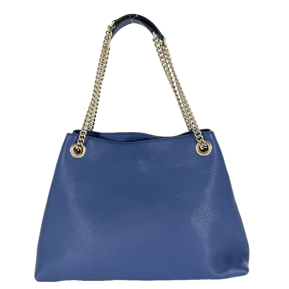 GUCCI グッチ トートバッグ ソーホー インターロッキングG 536196 レザー ブルー 青 ゴールド金具 レディース【中古品】