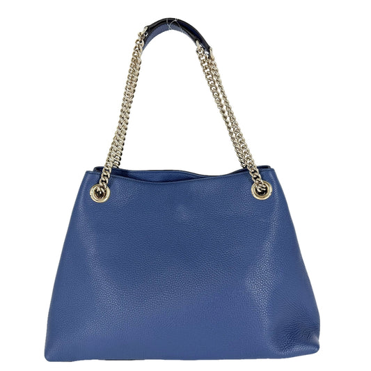 GUCCI グッチ トートバッグ ソーホー インターロッキングG 536196 レザー ブルー 青 ゴールド金具 レディース【中古品】
