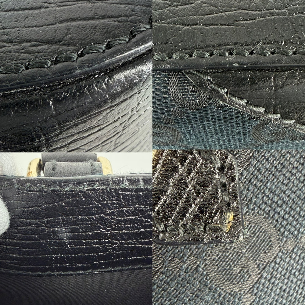 GUCCI グッチ トートバッグ ホースビット 137385 GGキャンバス レザー ブラック 黒 ネイビー 紺 ゴールド金具 レディース【中古品】