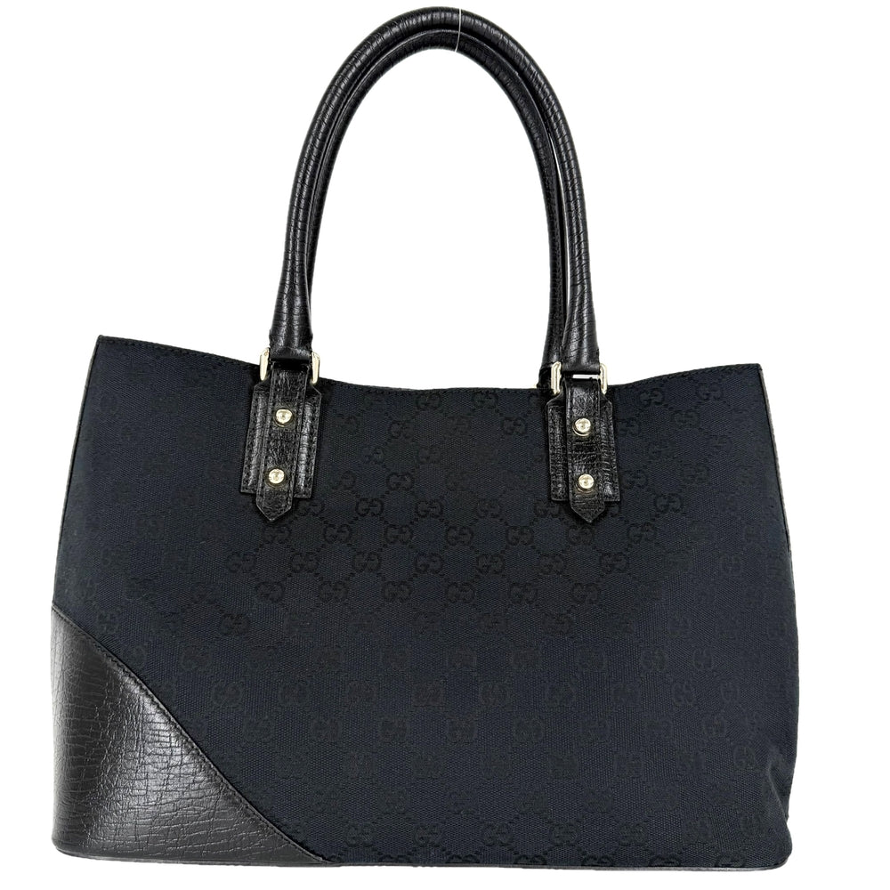 GUCCI グッチ トートバッグ ホースビット 137385 GGキャンバス レザー ブラック 黒 ネイビー 紺 ゴールド金具 レディース【中古品】