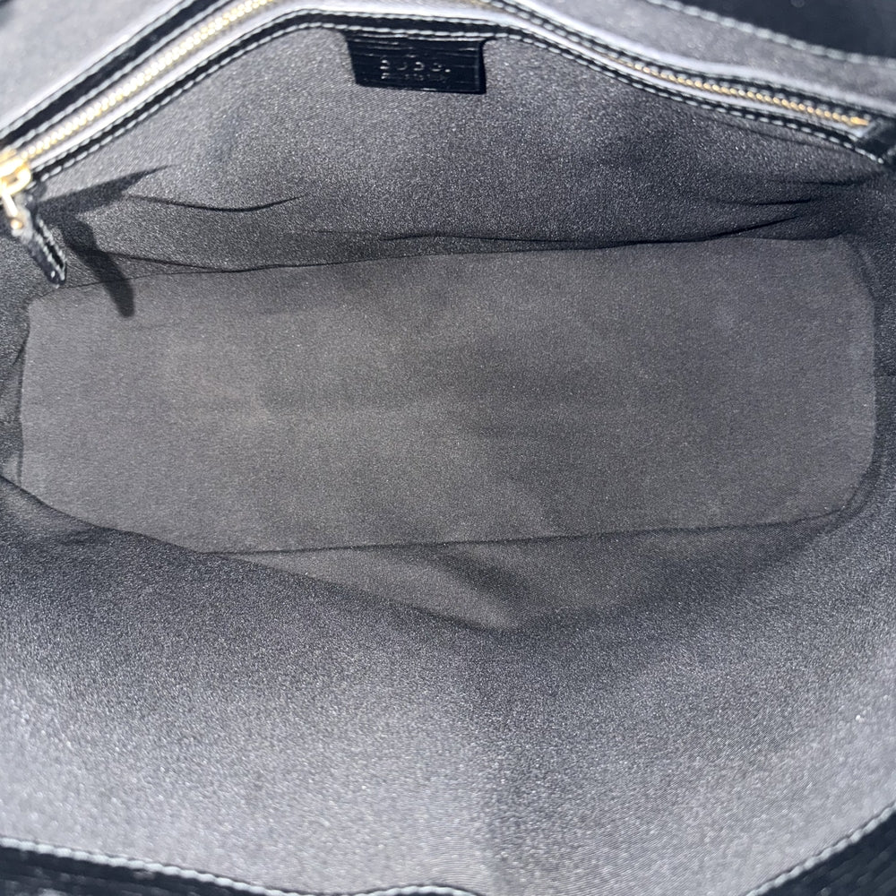 GUCCI グッチ トートバッグ ホースビット 137385 GGキャンバス レザー ブラック 黒 ネイビー 紺 ゴールド金具 レディース【中古品】