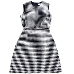 Christian Dior クリスチャンディオール ワンピース タンクドレス 千鳥柄 服 アパレル 34 411R94A1479 グレー ネイビー 紺 春 秋 ウール シルク レディース【中古品】