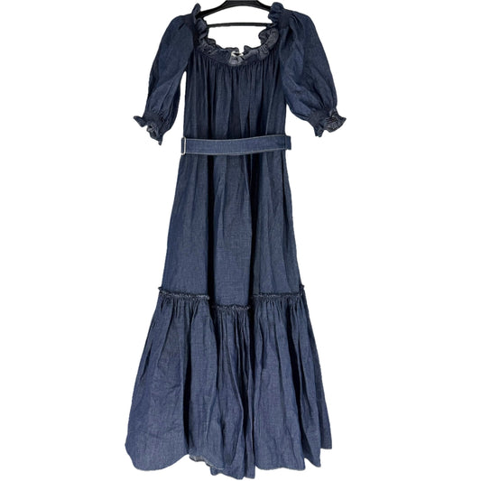 Christian Dior クリスチャンディオール ワンピース オフショルダー フリル デニム 服 アパレル 40 312R19A3539 インディゴ 春 夏 秋 コットン リネン レディース【中古品】