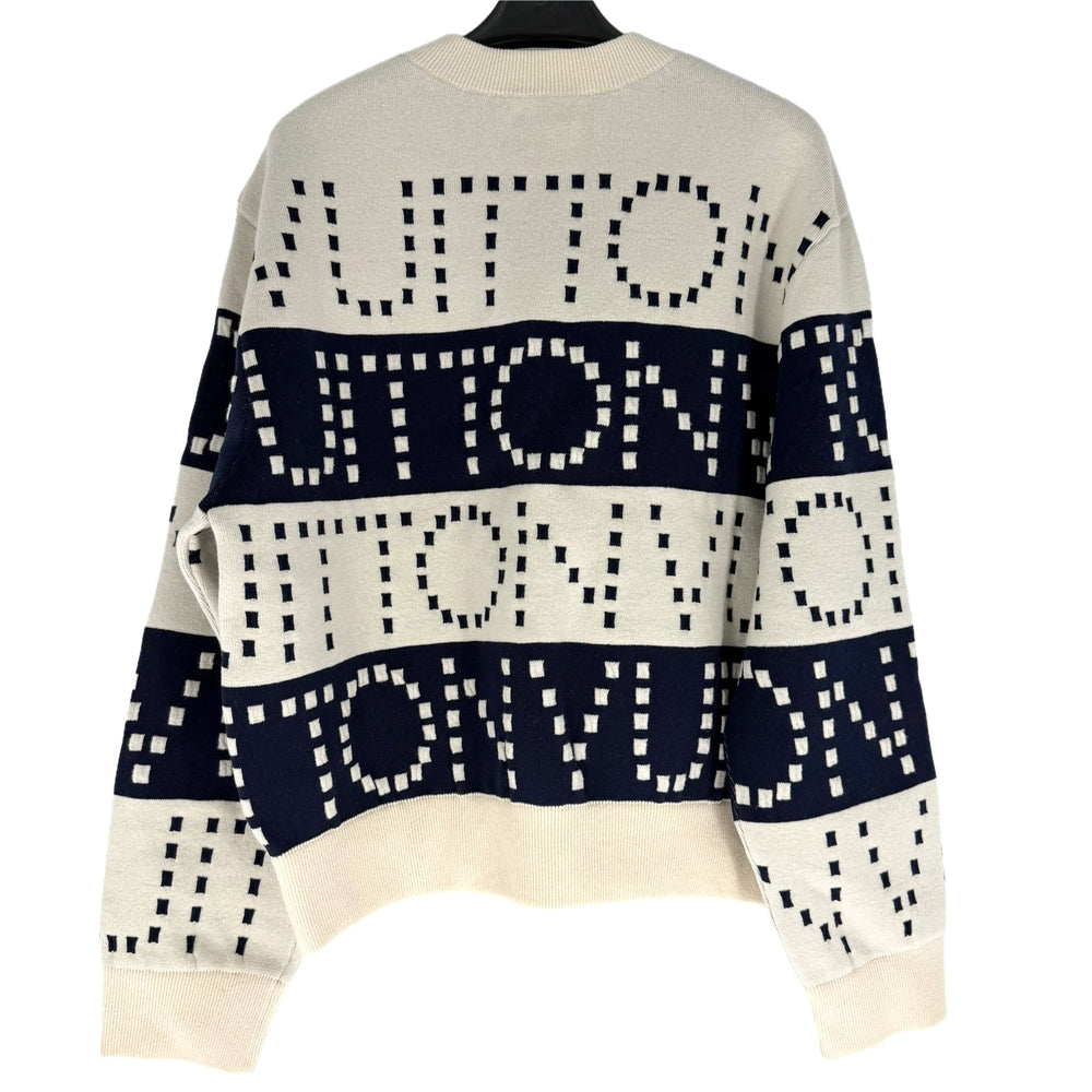 LOUIS VUITTON ルイヴィトン ニット シグネチャーチャンキーストライプ プルオーバー 長袖 アパレル 服 XS ホワイト 白 ネイビー 紺 ゴールド金具 秋 冬 ウール ポリプロピレン ナイロン ポリウレタン レディース【中古品】