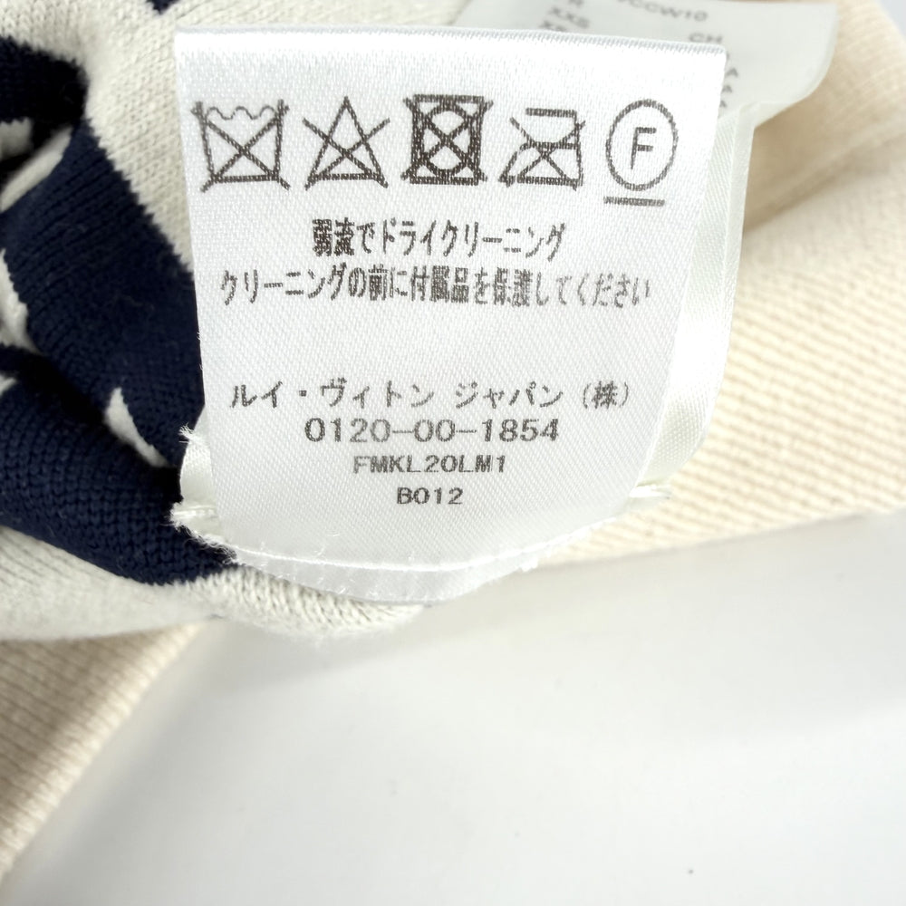 LOUIS VUITTON ルイヴィトン ニット シグネチャーチャンキーストライプ プルオーバー 長袖 アパレル 服 XS ホワイト 白 ネイビー 紺 ゴールド金具 秋 冬 ウール ポリプロピレン ナイロン ポリウレタン レディース【中古品】