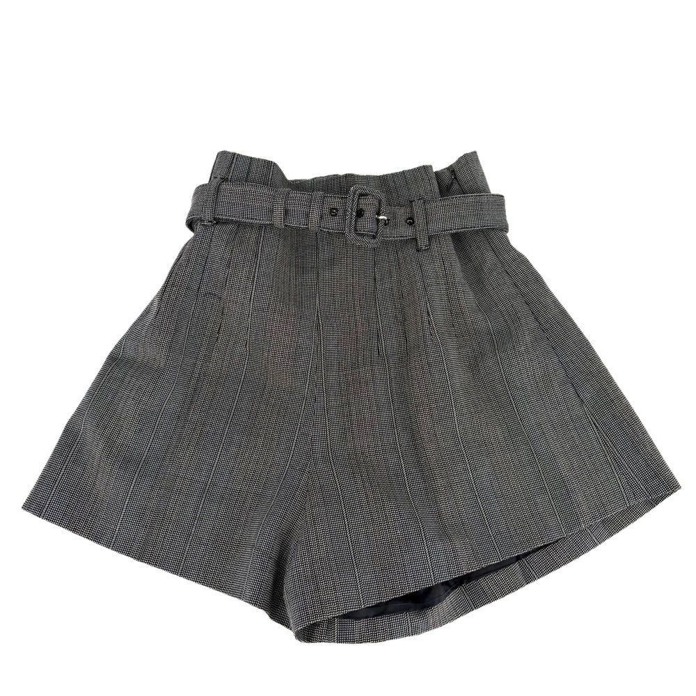 PRADA プラダ パンツ チェック ショートパンツ ボトムス アパレル 服 36 P205IH グレー シルバー金具 オールシーズン バージンウール レディース【中古品】