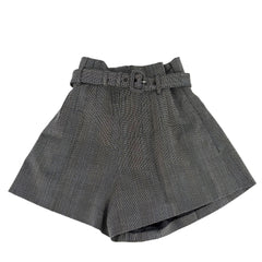 PRADA プラダ パンツ チェック ショートパンツ ボトムス アパレル 服 36 P205IH グレー シルバー金具 オールシーズン バージンウール レディース【中古品】