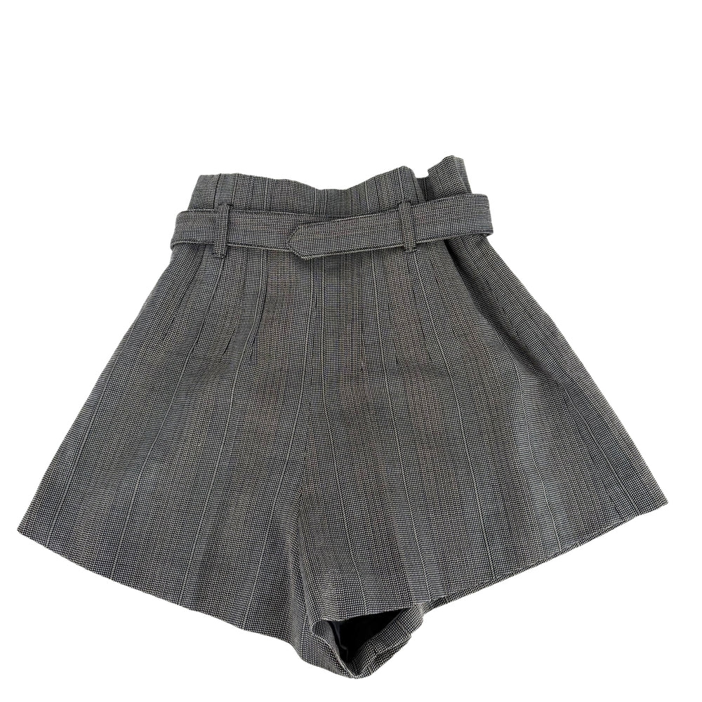 PRADA プラダ パンツ チェック ショートパンツ ボトムス アパレル 服 36 P205IH グレー シルバー金具 オールシーズン バージンウール レディース【中古品】
