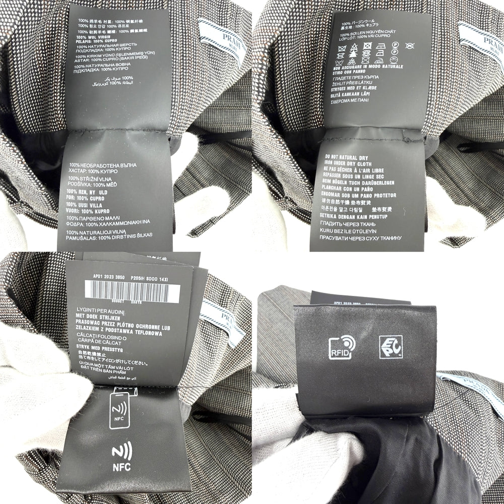 PRADA プラダ パンツ チェック ショートパンツ ボトムス アパレル 服 36 P205IH グレー シルバー金具 オールシーズン バージンウール レディース【中古品】