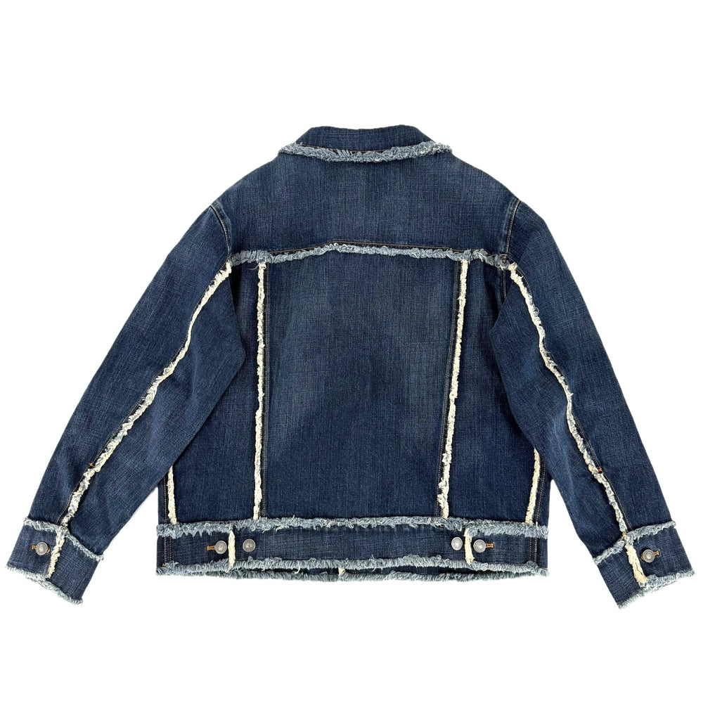 Dior ディオール デニムジャケット フリンジ 蜂刺繍 ビー アウター アパレル 服 34 012V10A3321 インディゴ シルバー金具 春 秋 コットン メンズ【中古品】