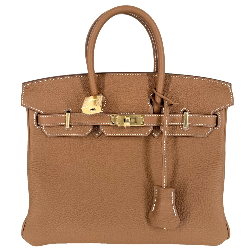 HERMES エルメス ハンドバッグ バーキン25 内縫い K刻印 トゴ ブラウン 茶 ゴールド金具 レディース 2025年【中古品】