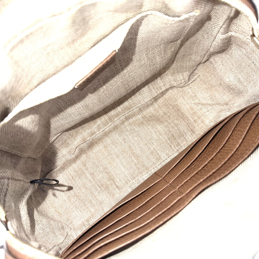GUCCI グッチ ショルダーバッグ 449413 GGキャンバス レザー ベージュ ブラウン 茶 ゴールド金具 レディース【中古品】