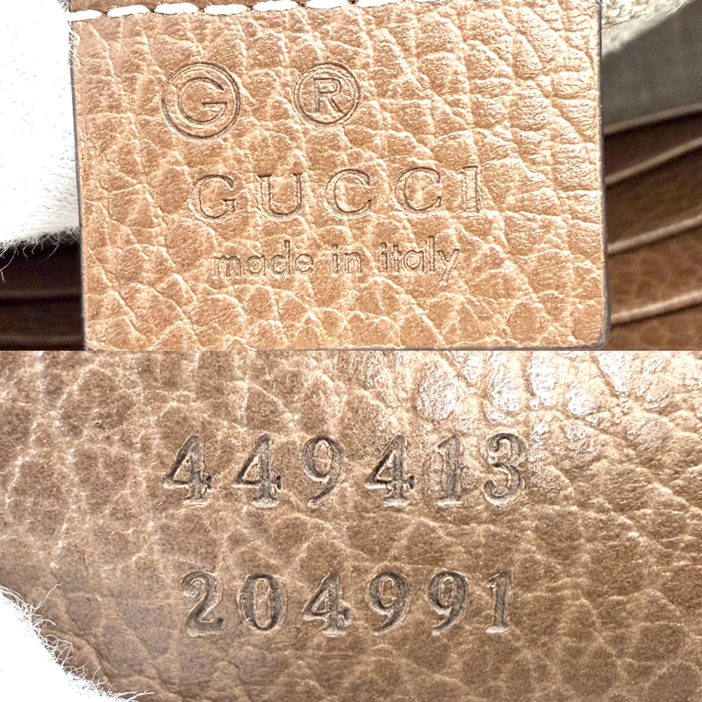 GUCCI グッチ ショルダーバッグ 449413 GGキャンバス レザー ベージュ ブラウン 茶 ゴールド金具 レディース【中古品】